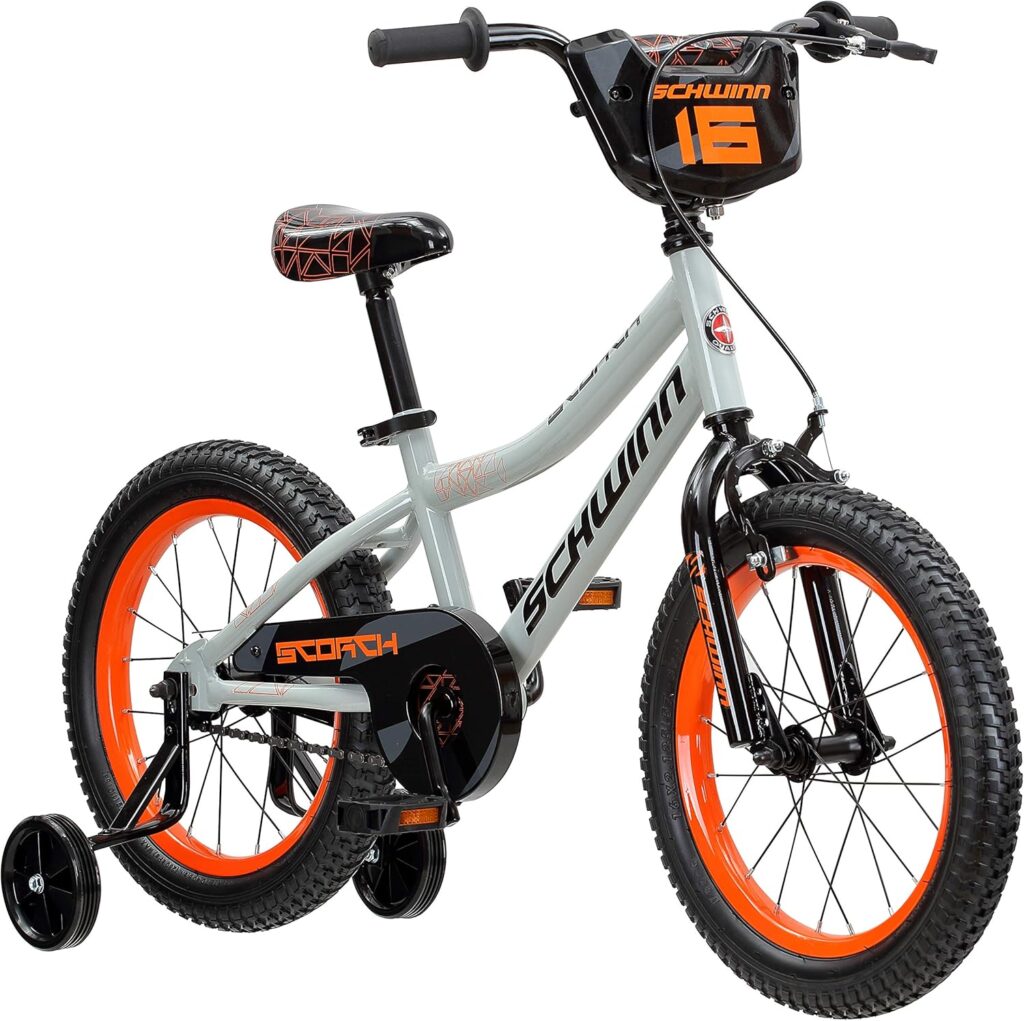 7. BMX Style Kids Bike with Training Wheels,For Boys and Girls Ages 3-7 Years, 16-Inc