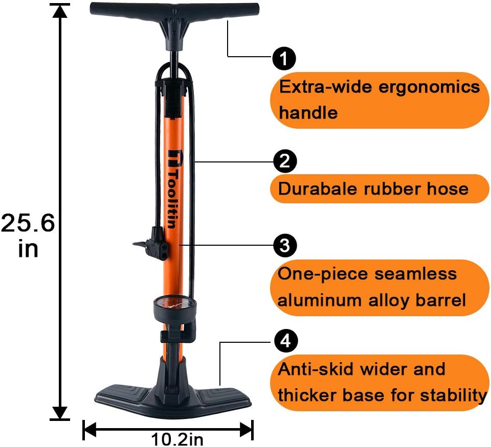 TOOLITIN Bike Pump with Gauge