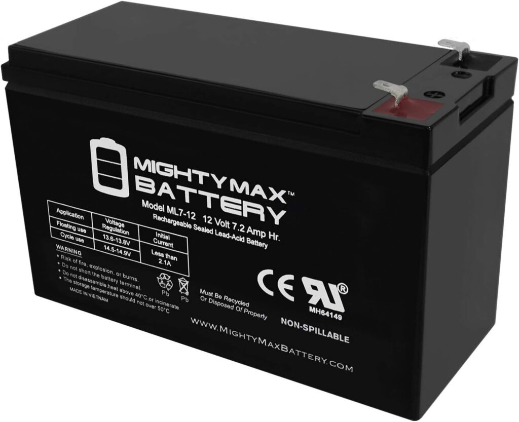 6. Best Lead-Acid Mighty Max Battery ml7-12 - 12 Volt 7.2 ah SLA Best Electric Bicycle Batteries.